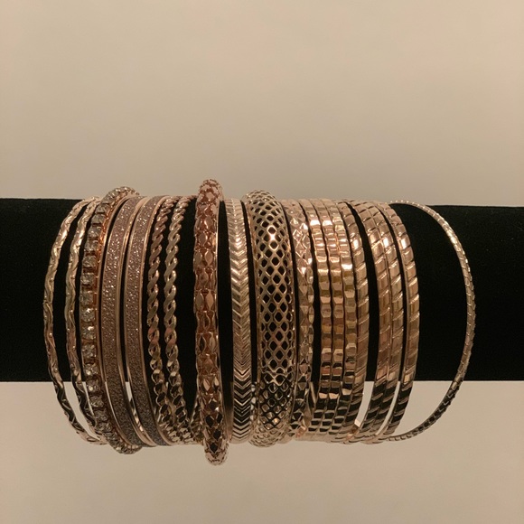 Rose Gold Bangle Bracelet Set - Picture 2 of 3